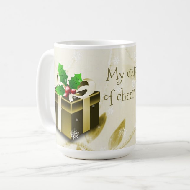 Gold Weihnachtsgeschenk Tasse (Vorderseite Links)