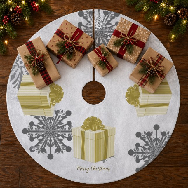 Gold Weihnachtsgeschenk Tree Skirt Fleece Weihnachtsbaumdecke (Gold Christmas Gift Tree Skirt)