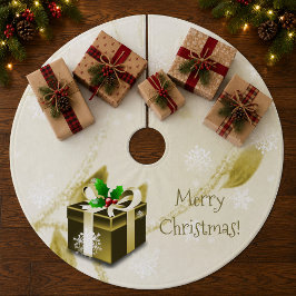 Gold Weihnachtsgeschenk Tree Skirt Fleece Weihnachtsbaumdecke