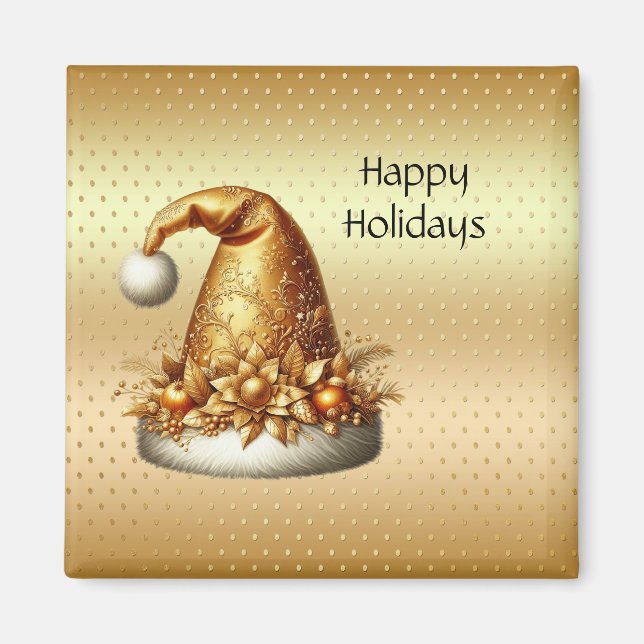 Gold Weihnachtsmannmütze Holiday Magnet (Vorne)