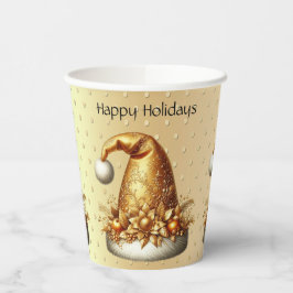 Gold Weihnachtsmannmütze Holiday Paper Cups Pappbecher