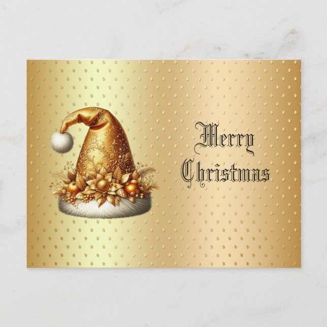 Gold Weihnachtsmannmütze Weihnachten Weihnachten P Postkarte (Vorderseite)