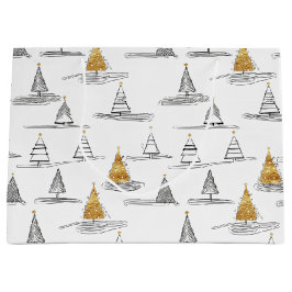 Gold Weihnachtsmuster#5 ID1009 Große Geschenktüte