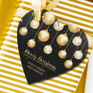 Gold Weihnachtsschmuck auf schwarz Geschenkanhänger