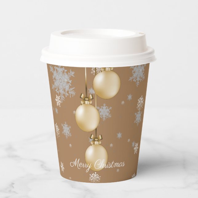 Gold Weihnachtsschmuck Papier Cup Pappbecher (Vorderseite)