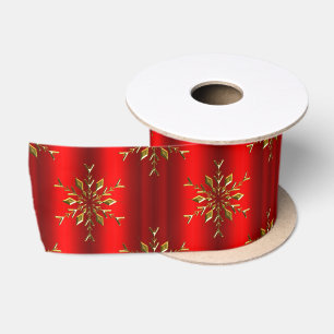 Gold Weihnachtsstars auf Rot Satinband