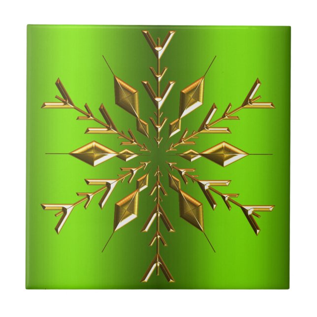 Gold Weihnachtsstern auf Green Fliese (Vorderseite)