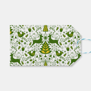 Gold Weihnachtswald Hirsche Vögel im Blut Geschenkanhänger