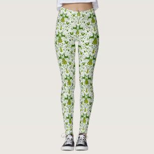 Gold Weihnachtswald Hirsche Vögel im Blut Leggings