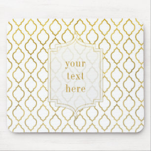 Gold & Weiß Arabischer Marokkanischer Glam Elegant Mousepad