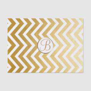 Gold Weiß Chevron Druck Monogramm Buchstabe Initia Seidenpapier