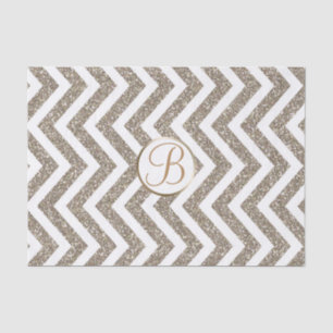 Gold Weiß Chevron Druck Monogramm Buchstabe Initia Seidenpapier