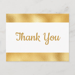 Gold & Weiß Danke Elegante Hochzeitsfeier Glamour Postkarte