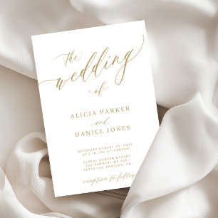 Gold weiß einfache klassische elegante Hochzeit Einladung