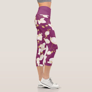 Gold & Weiß elegant orchid floriert modern Capri Leggings