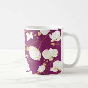Gold & Weiß elegant orchid floriert modern Kaffeetasse