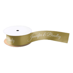 Gold Weiß Elegante Hochzeit Personalisierter Name Satinband