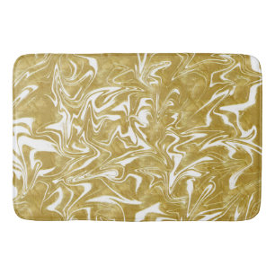 Gold & Weiß Eleganter Glam Marmor Wirbel Badematte