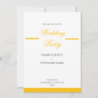 Gold & Weiß Elegantes Hochzeitseinladungsdesign Einladung