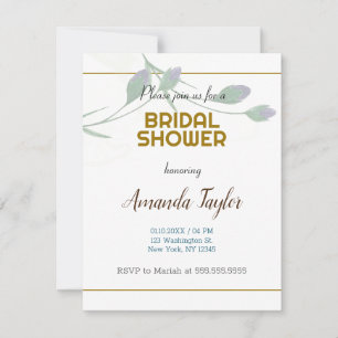 Gold Weiß Farbe Floral Minimalistischer Brautparty RSVP Karte