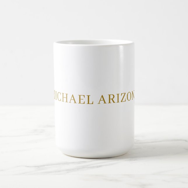 Gold & Weiß Farbminimalistisches einfaches moderne Kaffeetasse (Mittel)