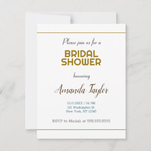 Gold Weiß Farbton Minimalistischer Brautdusche RSVP Karte
