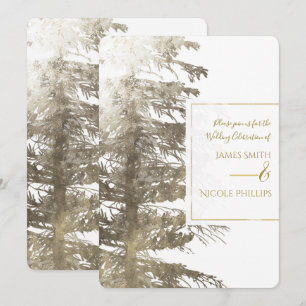 Gold & Weiß Glamour Tannenbaum Rustikale Waldhochz Einladung