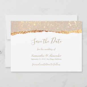 Gold Weiß Glitter-Marmor Save the Date Karte