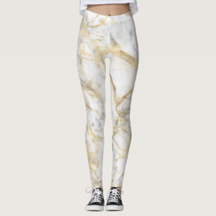 Gold Weiß Grau Marmor Muster Yoga Damen Leggings