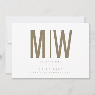 Gold & Weiß Lg. Monogram Wedding Save the Date