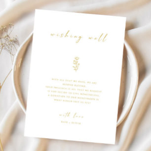 Gold & Weiß Minimal Hochzeitswunsch-Brunnenschale  Einladung