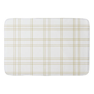 Gold & Weiß Minimal Modern Kariert Sauberes Muster Badematte