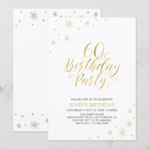 Gold & Weiß   Moderne Chic 60. Geburtstagsfeier Einladung