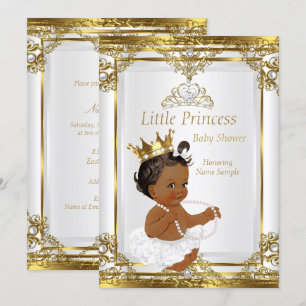 Gold Weiß Perlen Prinzessin Baby Shower Ethnisch Einladung
