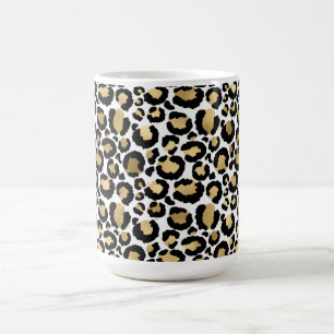 Gold, Weiß und Schwarz-Leopard-Druck Coffee Tasse