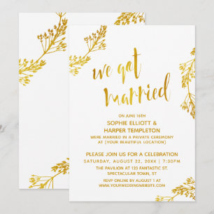 Gold & Weiß Wir haben geheiratet Post-Hochzeitsfei Einladung