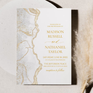 Gold Weiße Achat Elegante Hochzeit Einladung