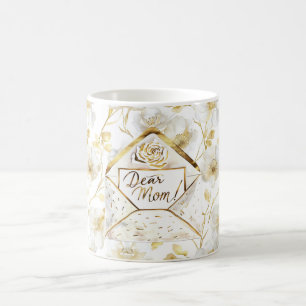 Gold Weiße Florale Mutter Kaffeetasse