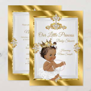 Gold Weiße Prinzessin Baby Shower Ethnisch Einladung
