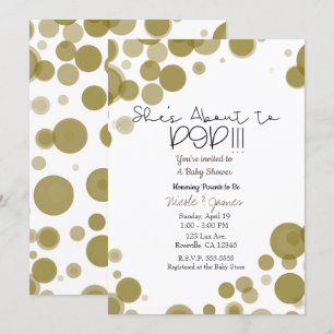 Gold & Weiße Pünktchen-Blasen Sie wird gleich plat Einladung