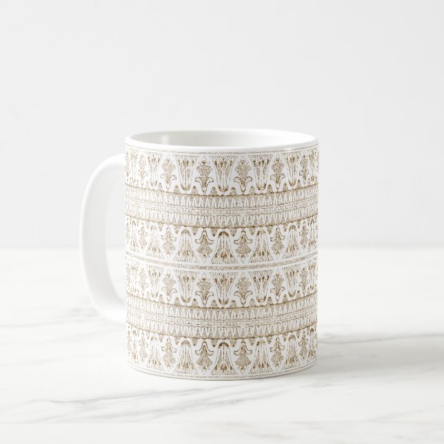 Gold Weiße Streifen Abstract Kaffeetasse (Vorderseite Links)