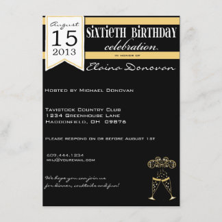 Gold-, weißer und Schwarzerchampagne 60. Einladung
