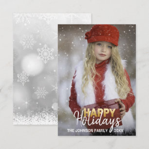 Gold Weißer Weihnachtsurlaub Neues Jahr   FOTO Einladung