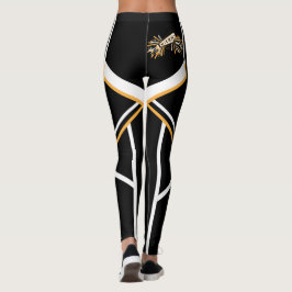 Gold-, weißes und Schwarzescheerleader-Megaphon Leggings