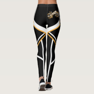 Gold-, weißes und Schwarzescheerleader-Megaphon Leggings