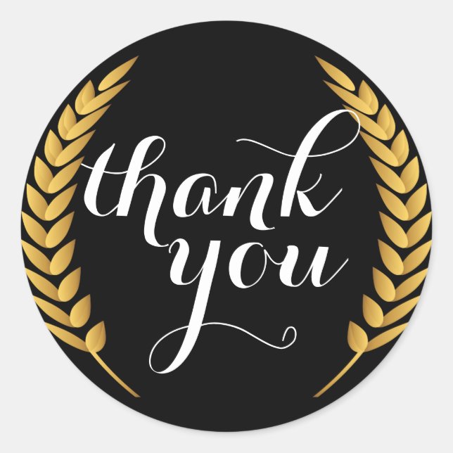 Gold Weizen Stiele Runde Danke Sticker (Vorderseite)