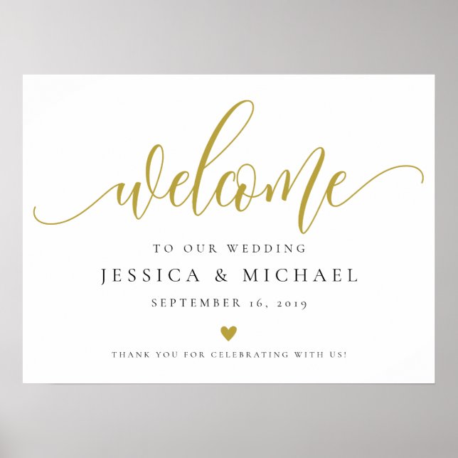 Gold Welcome Wedding Sign Poster (Vorne)