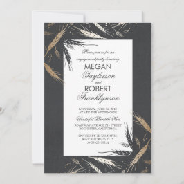 Gold Wheat Rustic Modern Fall Engagement Party Einladung