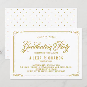 Gold Whimsical Border and Script Abschluss Einladung