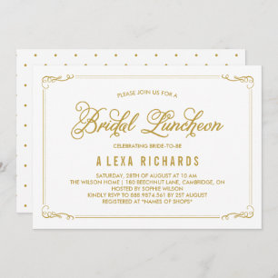 Gold Whimsical Borders Bridal Luncheon Einladung